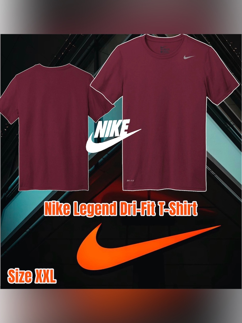 Nike Legend Dri-Fit T-Shirt Short Sleeve Size XXL (Deep Maroon),  727982 NEW